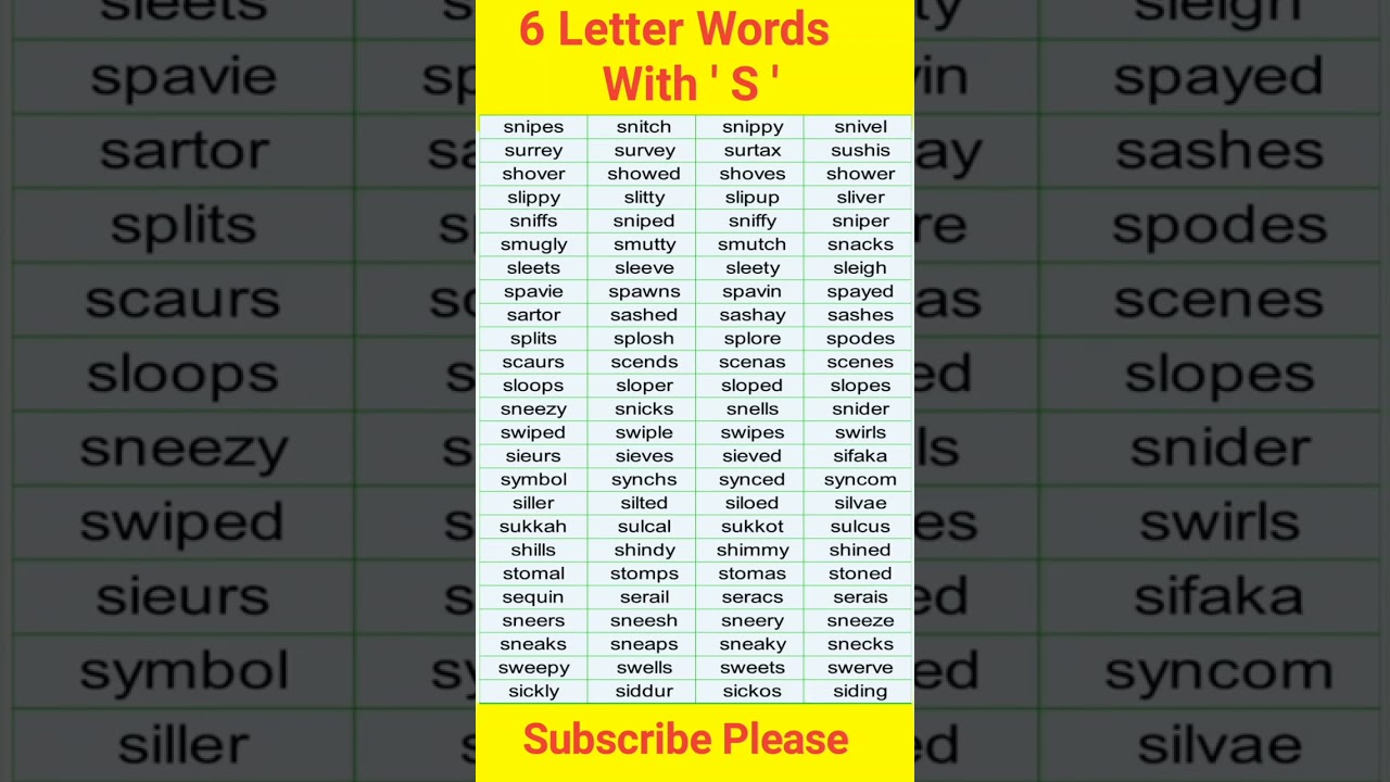 6 Letter Word's With ' S' | #english #shorts #words #vocabulary