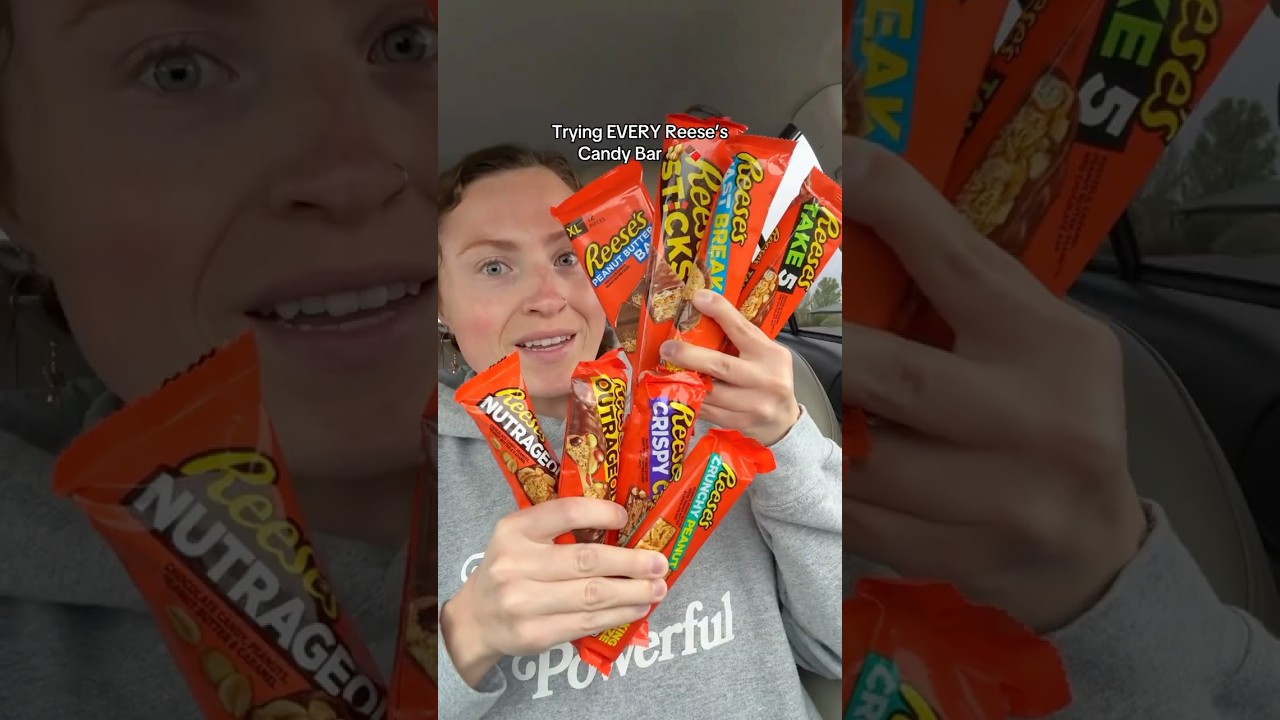 trying EVERY Reese's candy bar (I found 8) 🥜🍫 #reeses #candy #peanutbutter