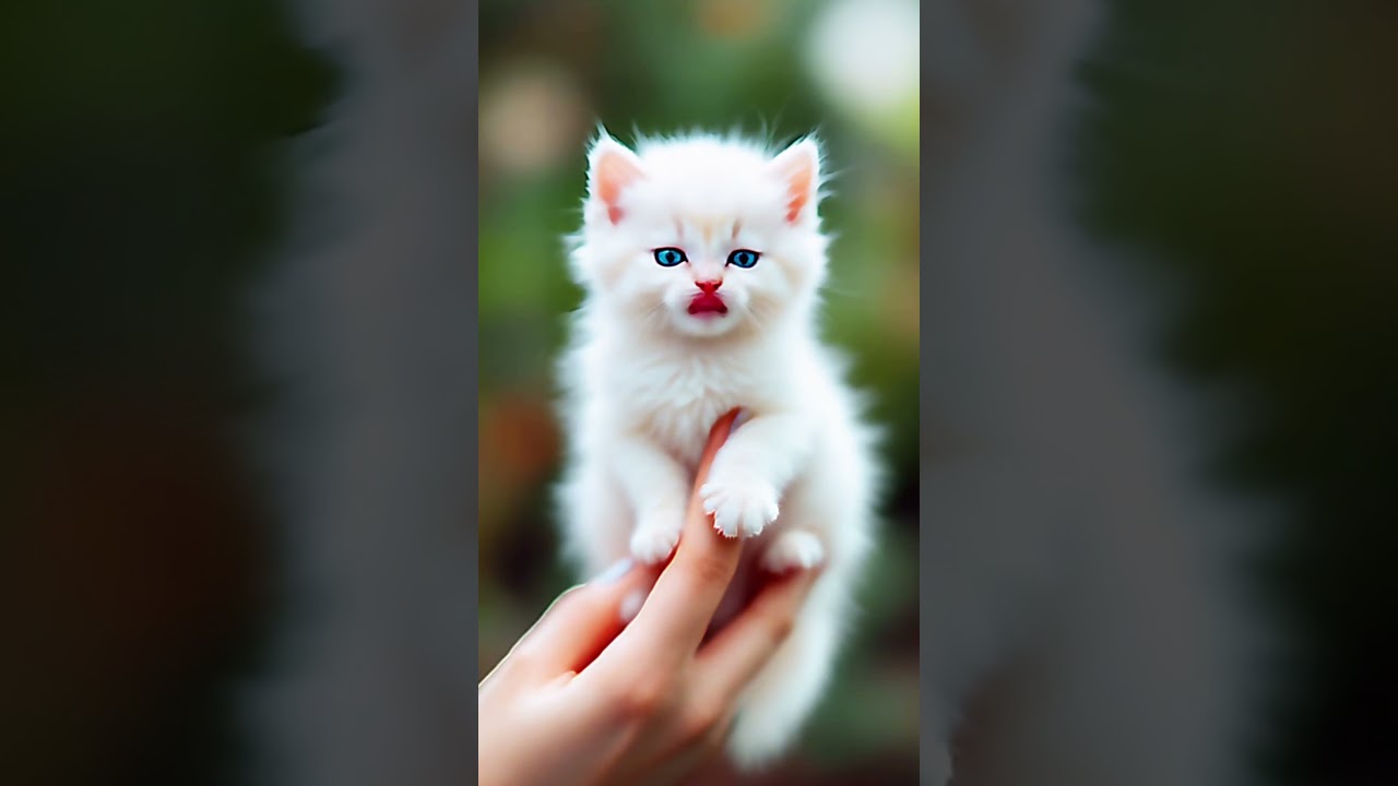 This Tiny White Kitten Has The Most STUNNING Blue Eyes Ever