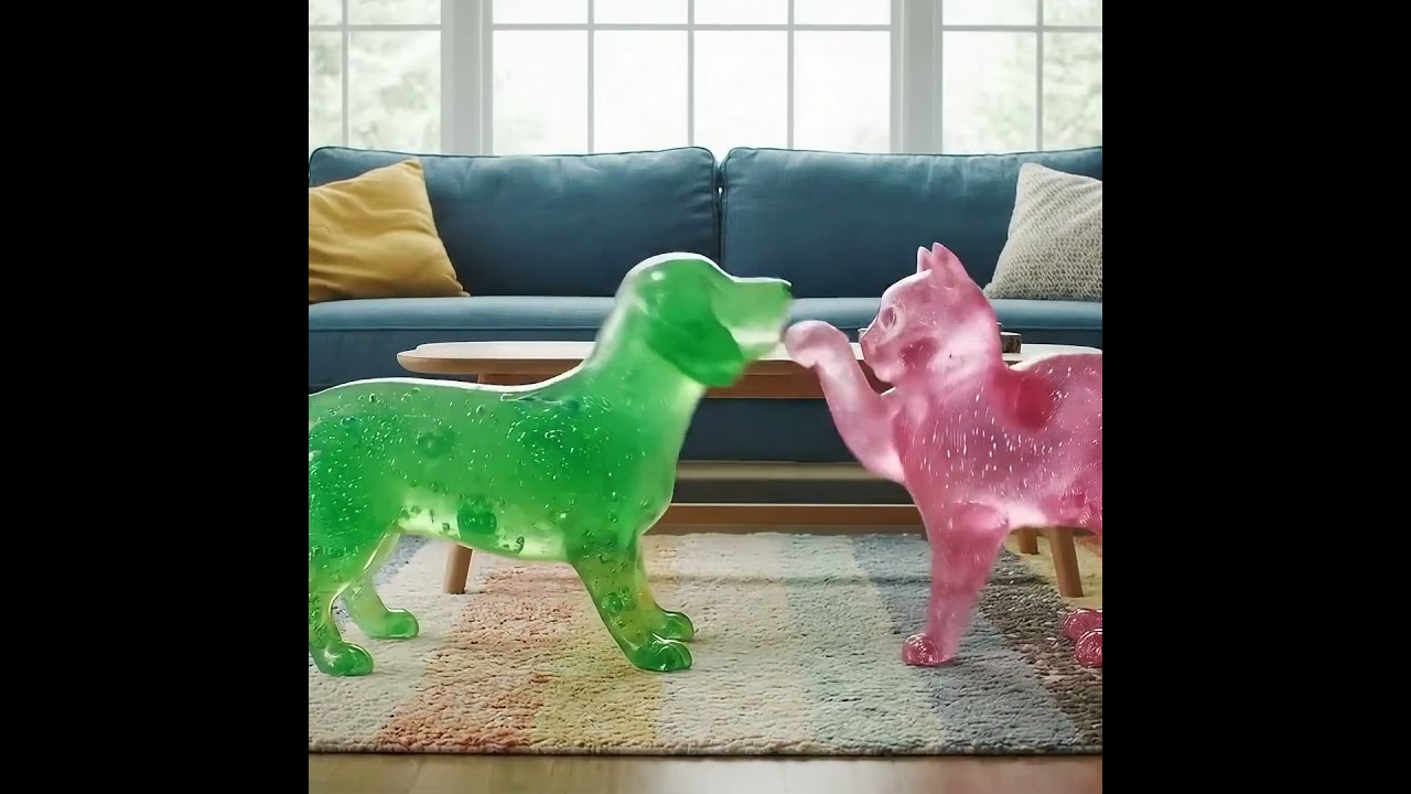 Slime Dog Playing with Slime Cat