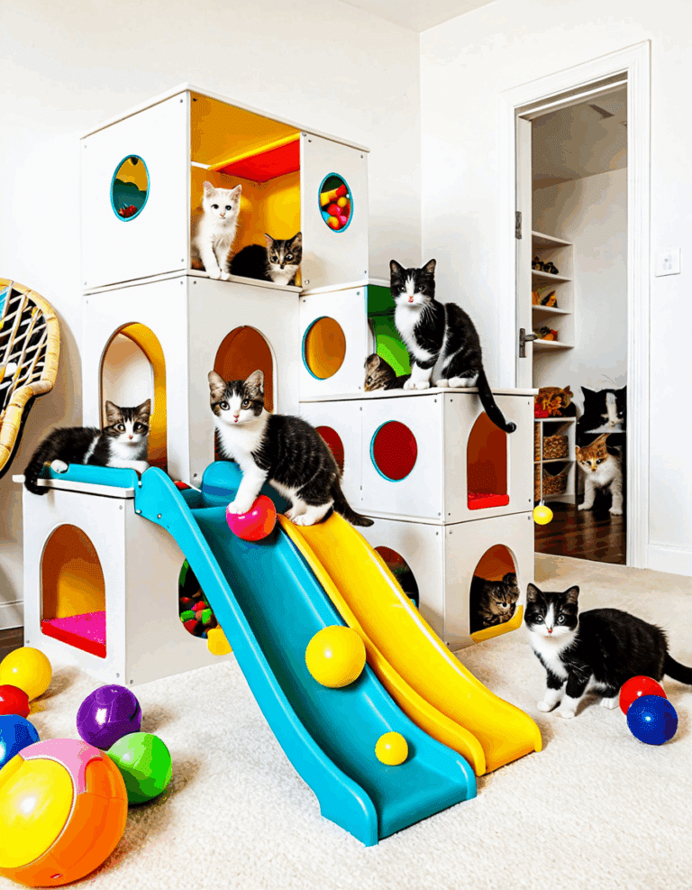 cat playroom with slide