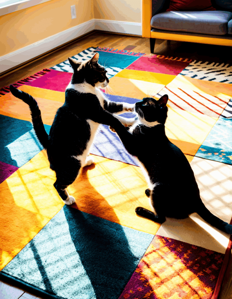cats play fighting