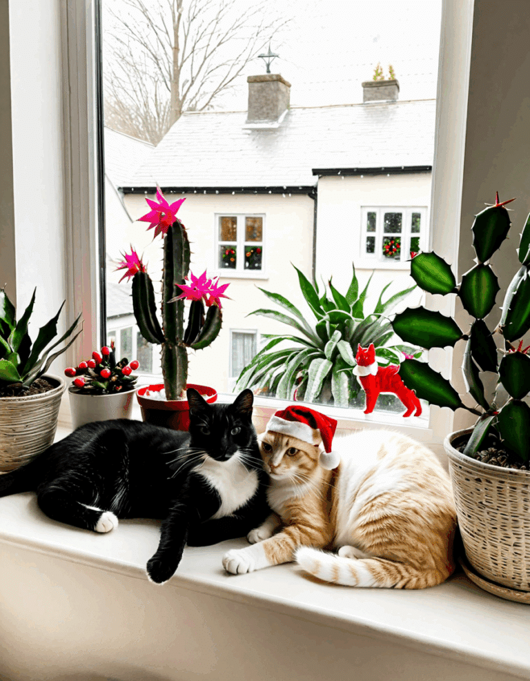 christmas cactus and cats