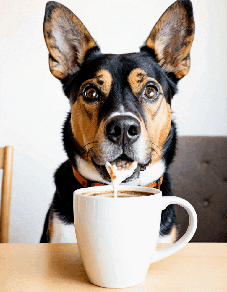 dog drank coffee