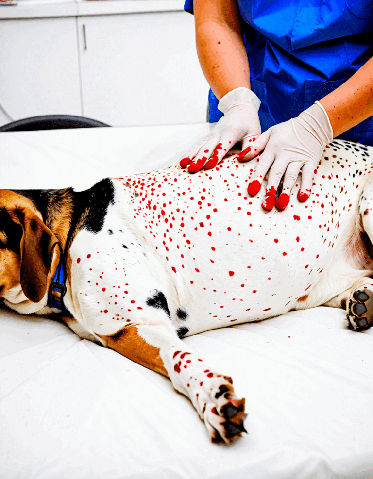 red blotches on dog's belly