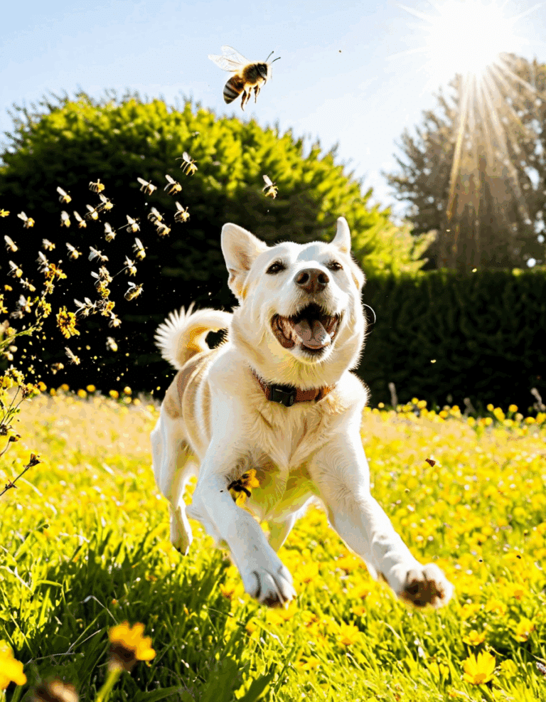 dogs eating bees