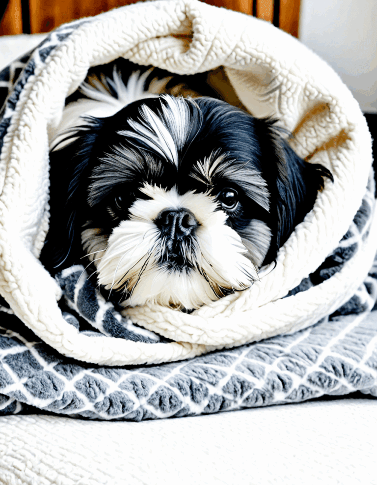 shih tzu dog black and white