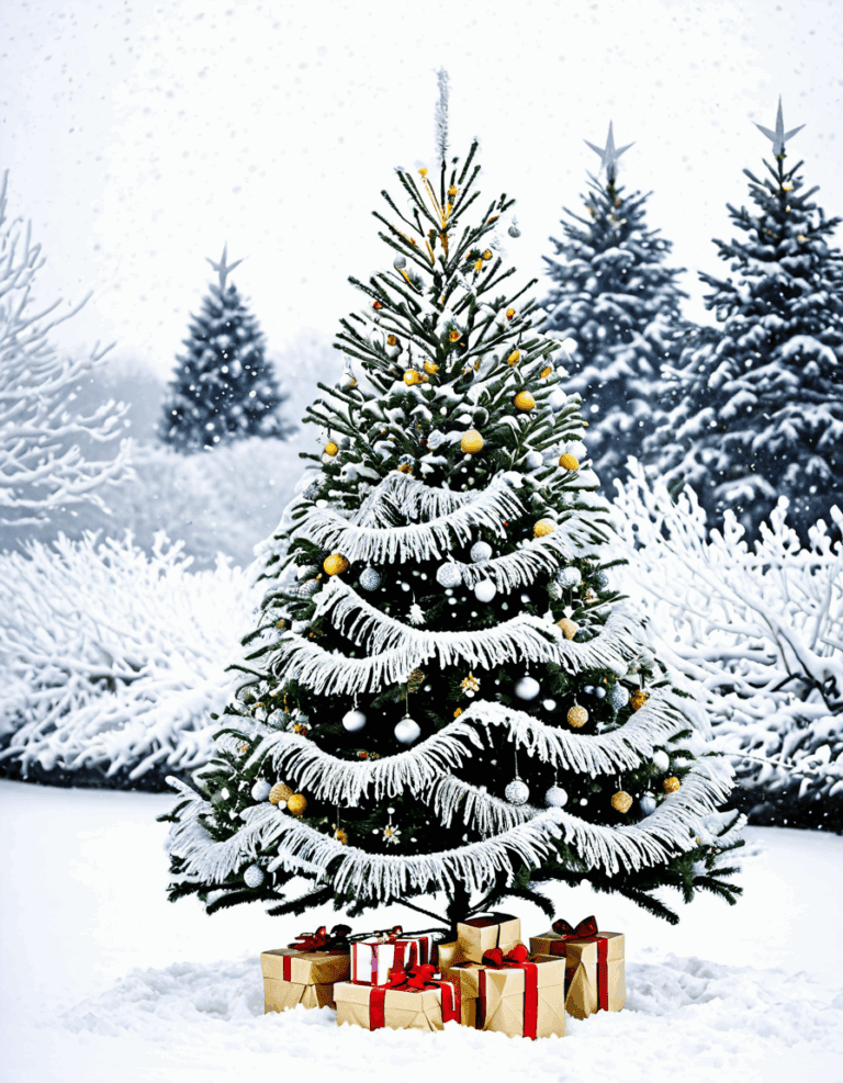 christmas tree with tinsel