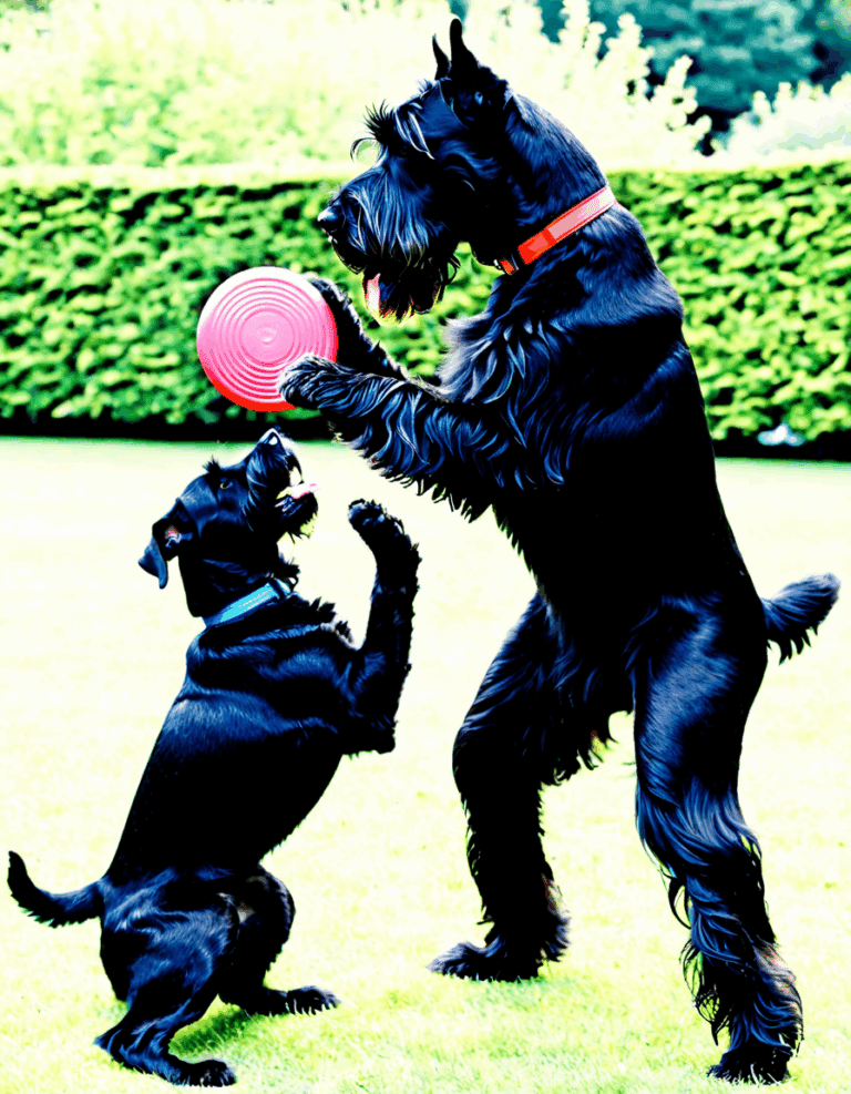 giant schnauzer next to person