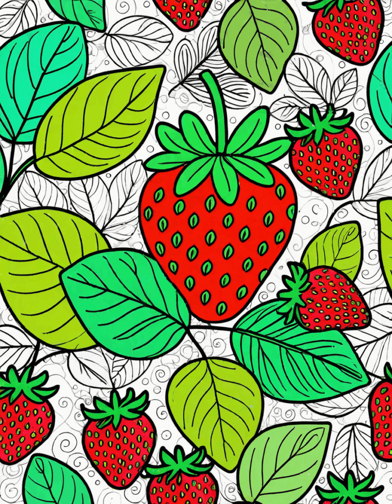 strawberry with leaf doodle
