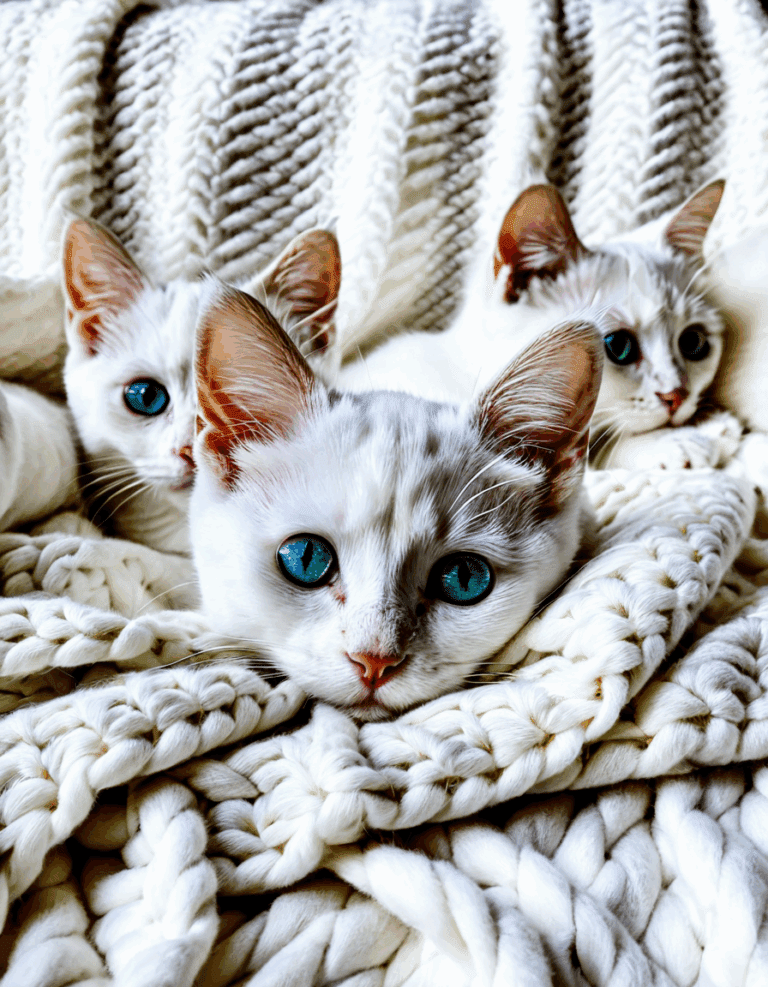 white small cats with different colored eyes