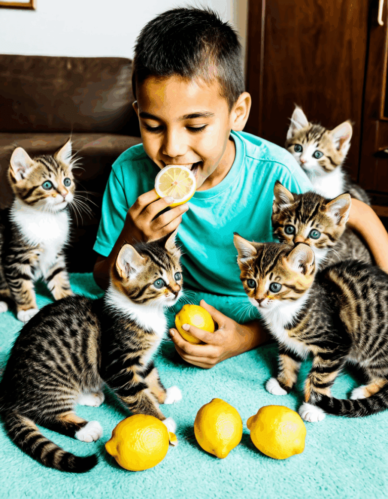he is eating lemon