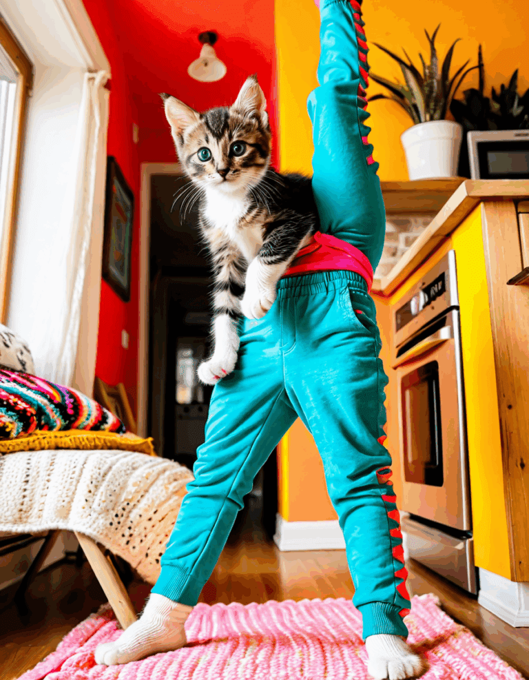 kitten climbing leg pants