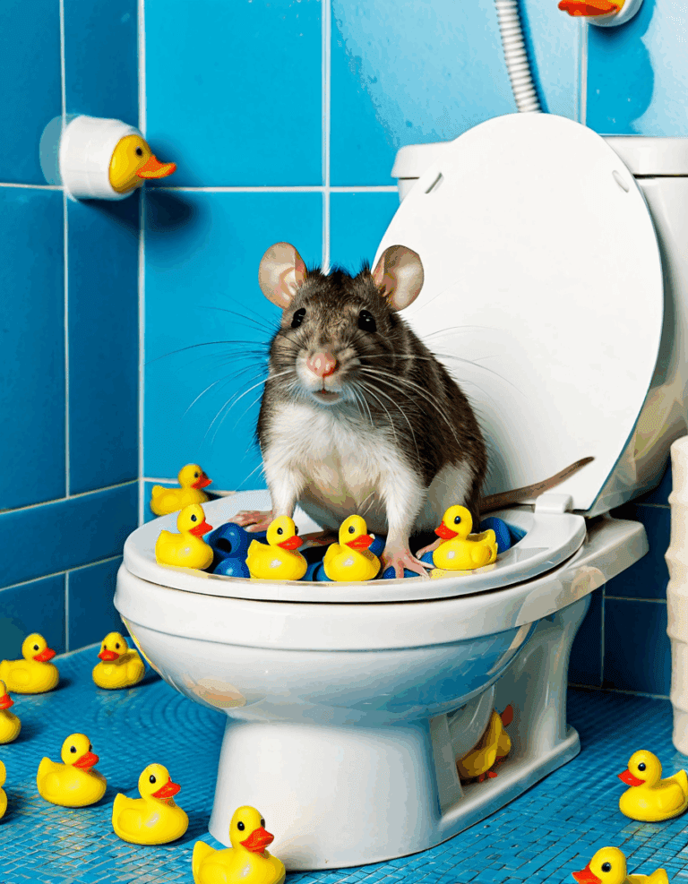 rat sitting on a toilet