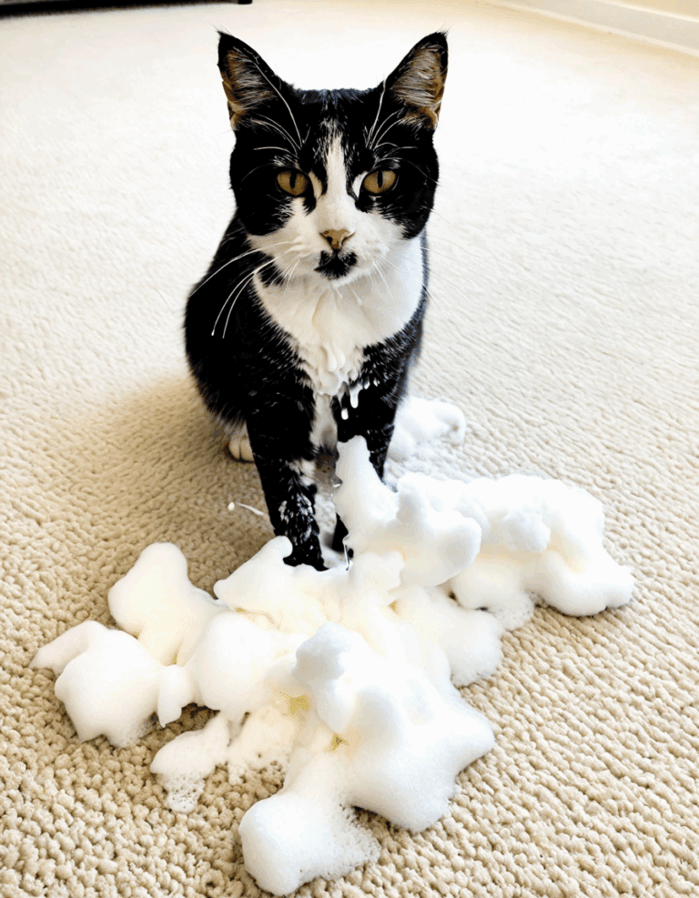 cat puking foam