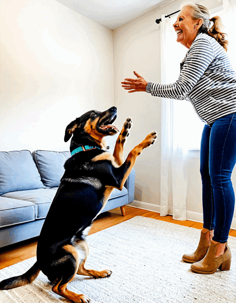 senior dog suddenly jumps up