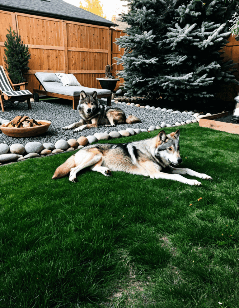 wolf next to dog