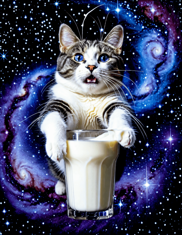 cat with milk on its face