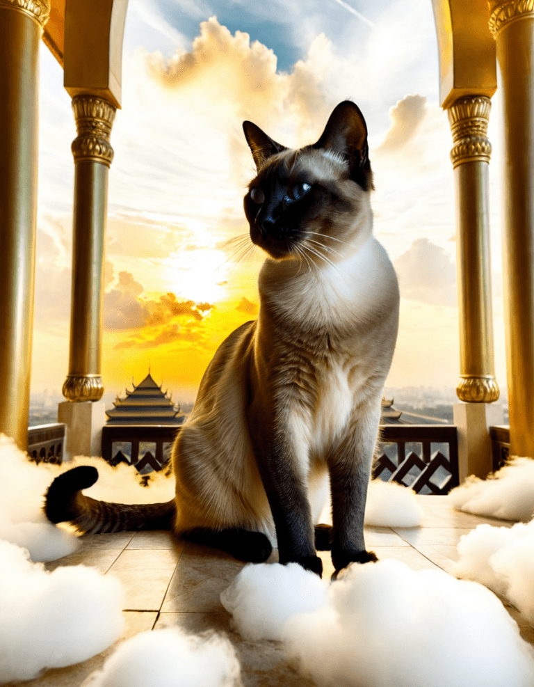 siamese cat sitting up