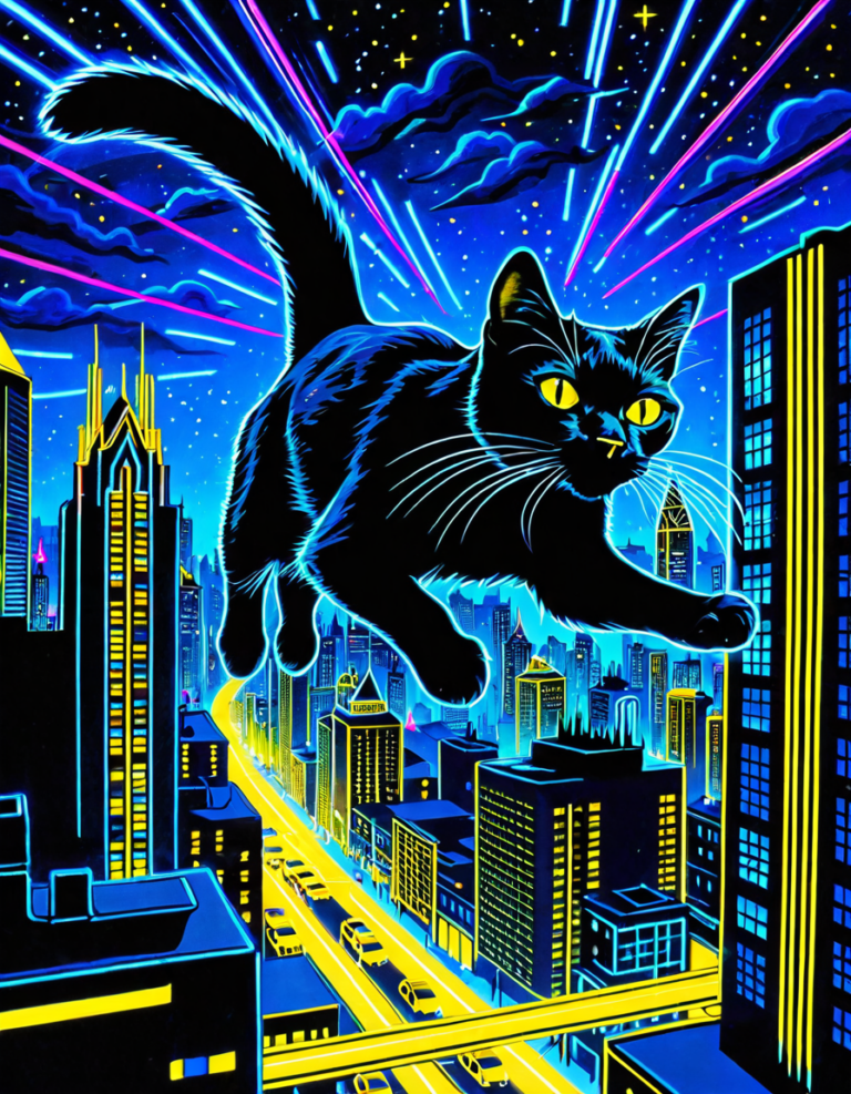 black cat with yellow eyes